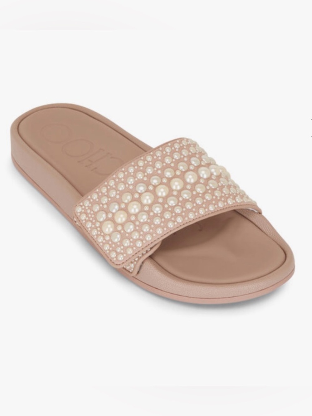 NIB JIMMY CHOO
Fitz Ballet Pink Pearl Pool Slide Size 39 with Adjustable Width